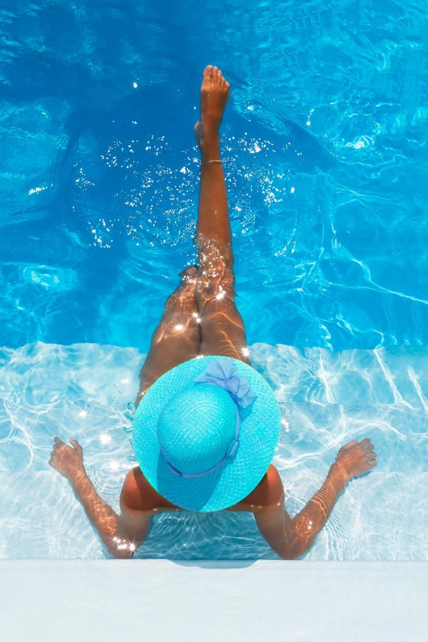 Woman relaxing in pool