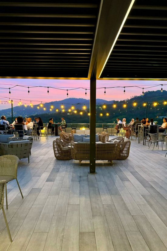 View of sunset from restaurant deck